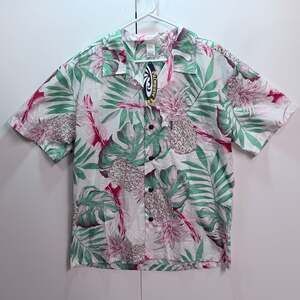 Palmwave Hawaii Pineapple Palm Leaf Tropical Shirt Size Large New